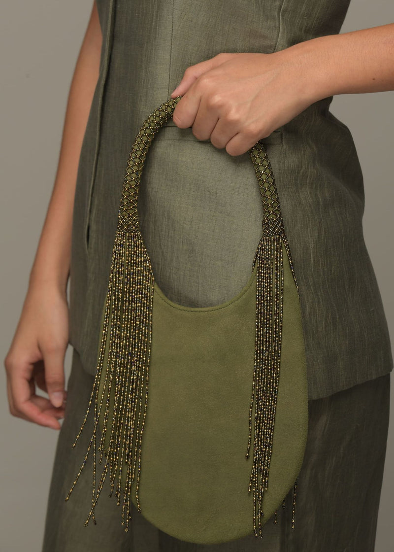 HAIKURI BAG MILITARY GREEN GOLD GREEN LEATHER