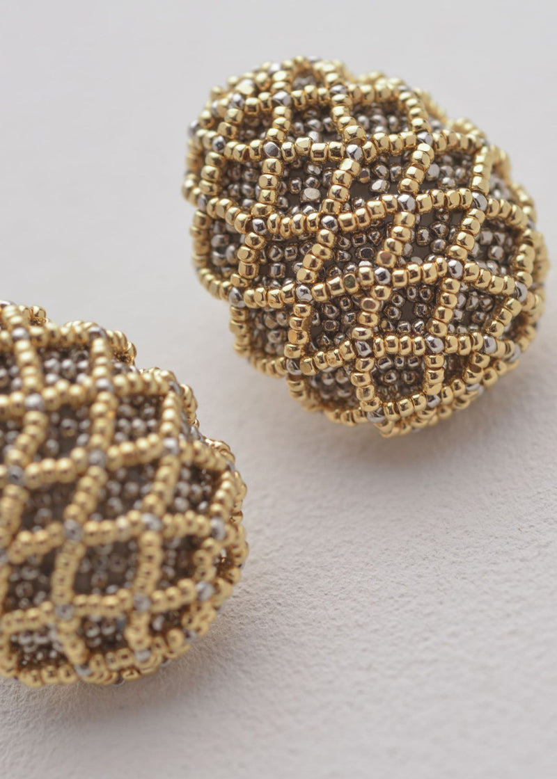 OPEN WEAVE TAWARI EARRINGS GOLD PLATINUM
