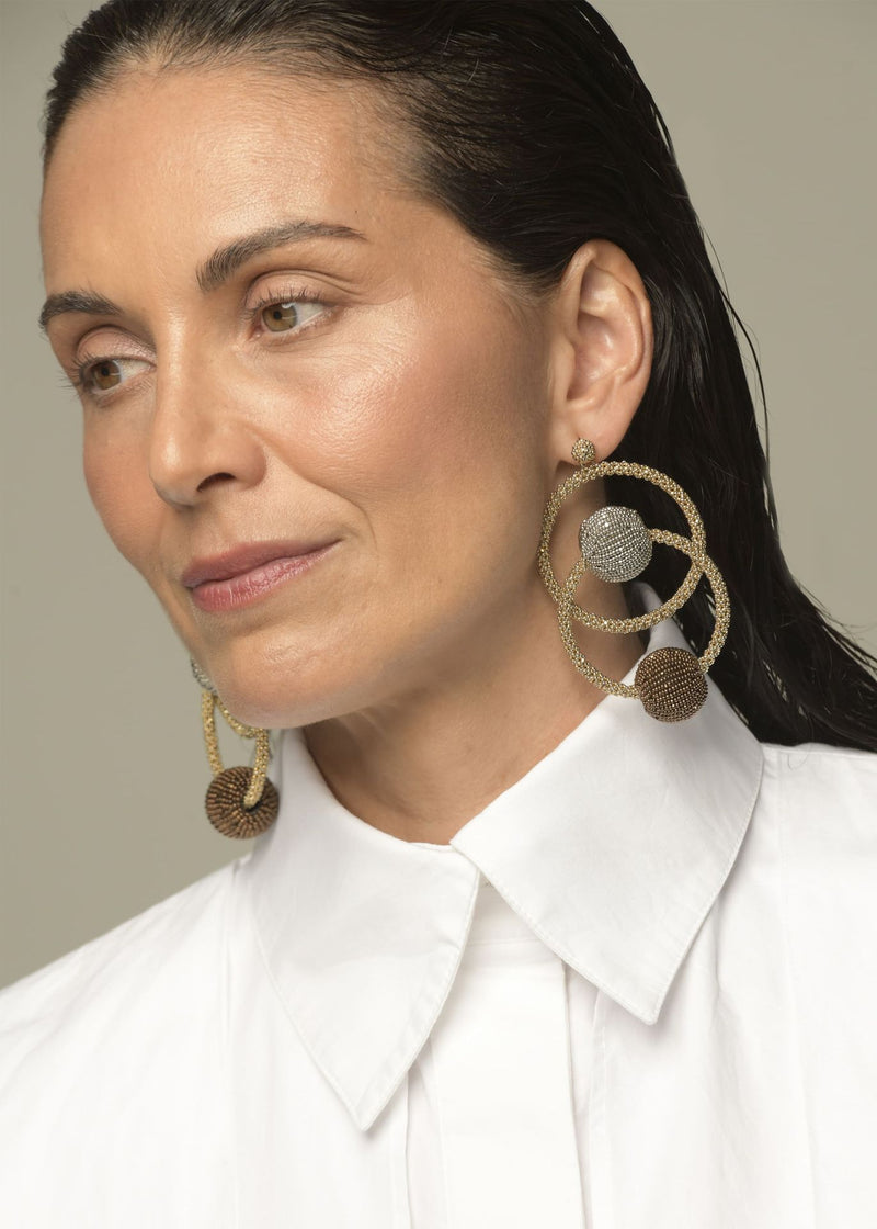 ECO SATEL EARRINGS GOLD PLATINUM COPPER