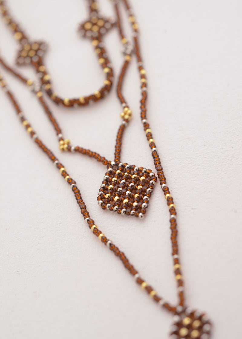 COLLAR WIXA LINEAL ORO PLATINO CAFE TRANSPARENTE