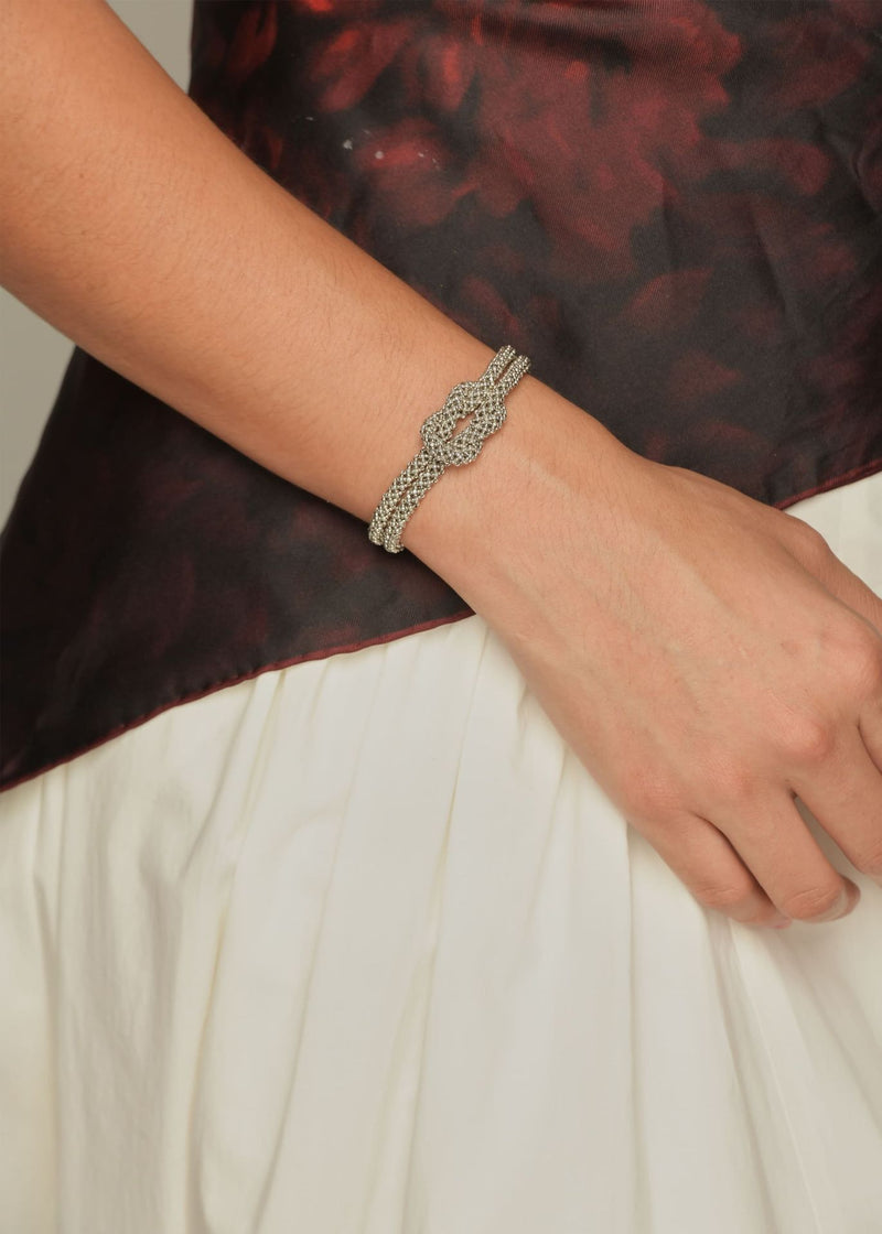 TAWARI KNOT BRACELET PLATINUM PLATED SILVER