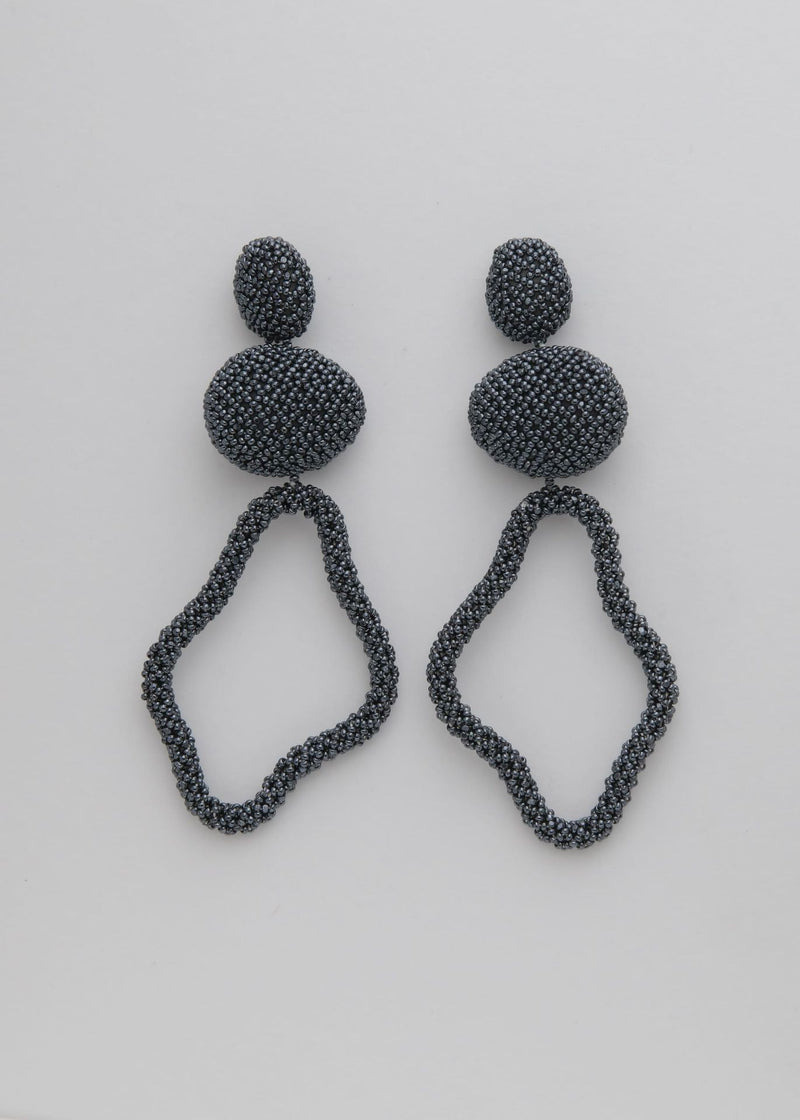 TAWARI HAUTE METALLIC GRAY EARRINGS
