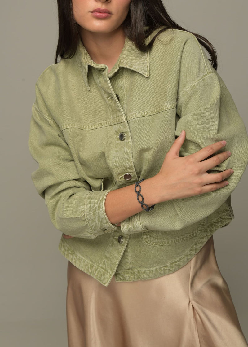 TAWARI METALLIC GRAY HOOP BRACELET
