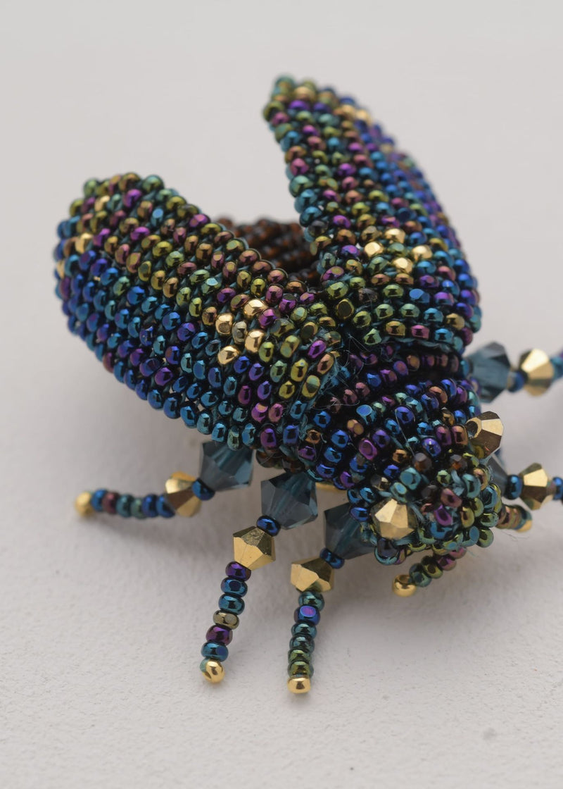 ELECTRIC BLUE FLY BROOCH