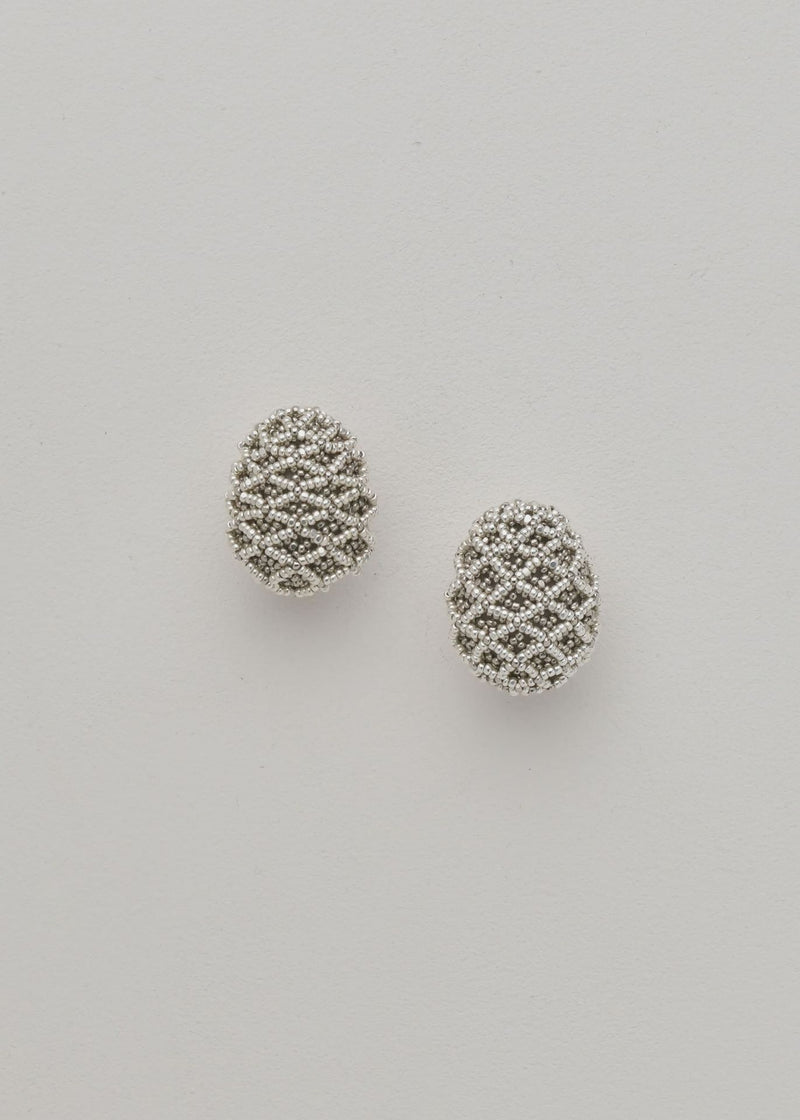 OPEN WEAVE STUDS TAWARI PLATINUM SILVER