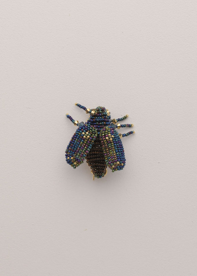ELECTRIC BLUE FLY BROOCH