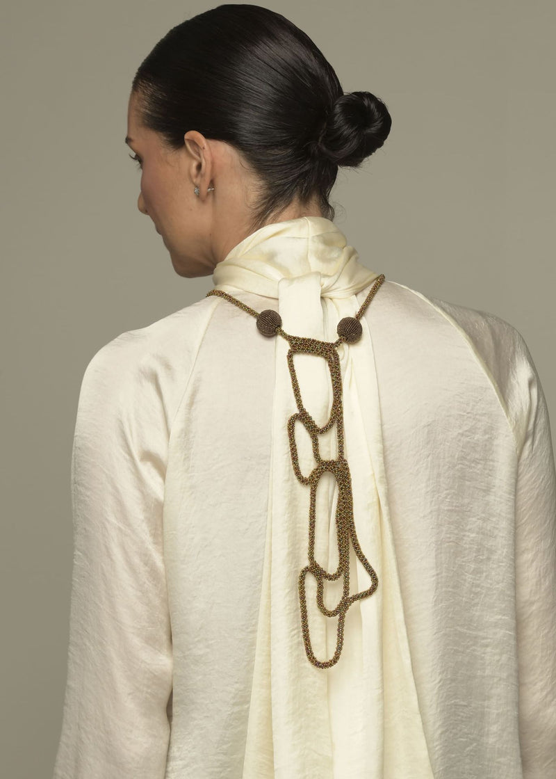 CHALECO TRAMA SATEL ORO IRIS COBRE
