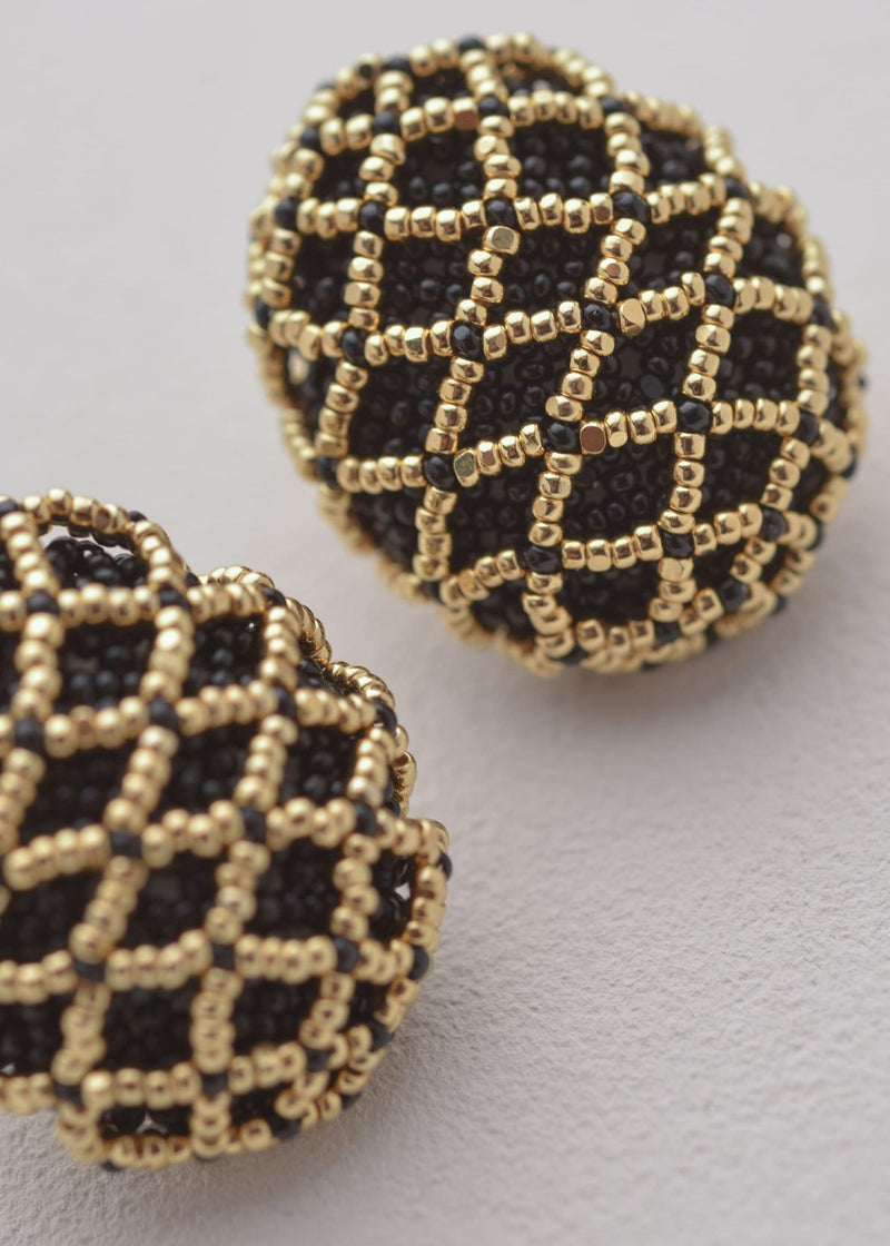 TAWARI BLACK GOLD OPEN WEAVE EARRINGS