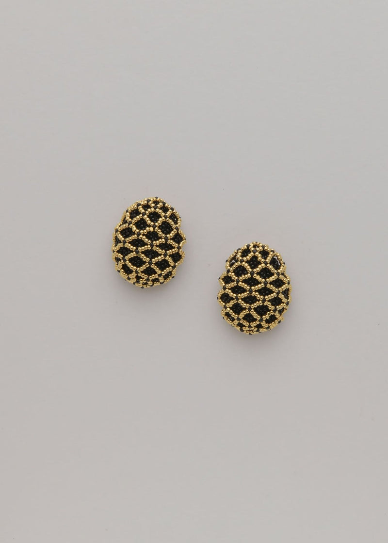 TAWARI BLACK GOLD OPEN WEAVE EARRINGS