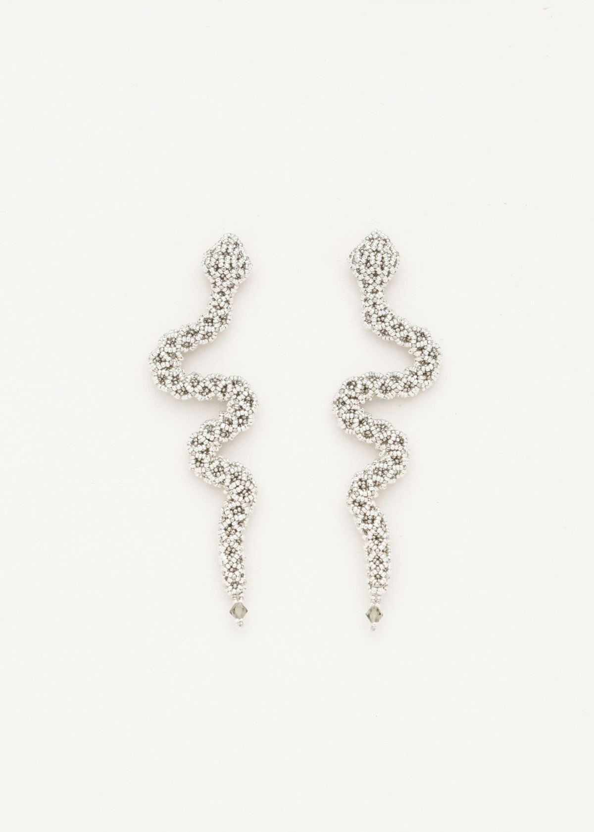 NAWI SNAKE EARRINGS PLATINUM SILVER