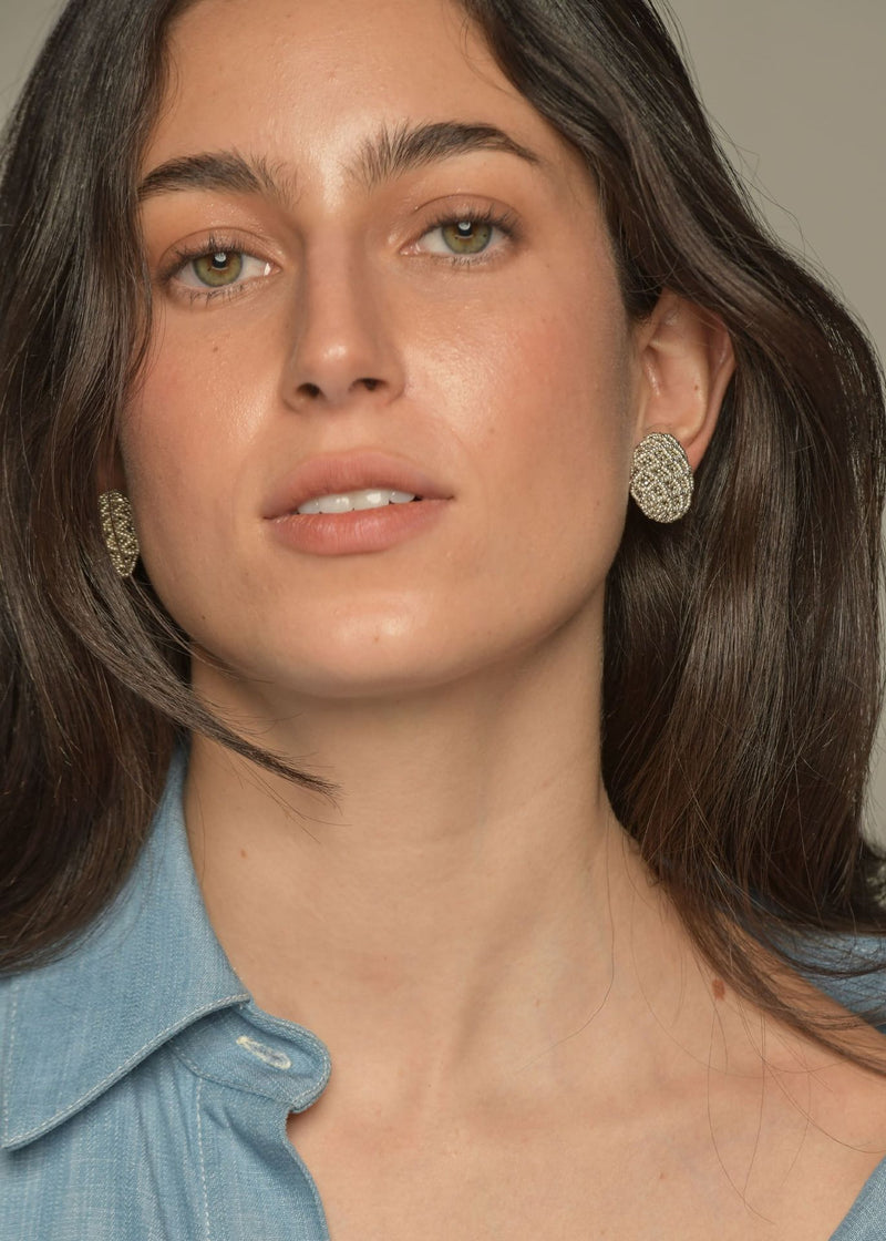 OPEN WEAVE STUDS TAWARI PLATINUM SILVER