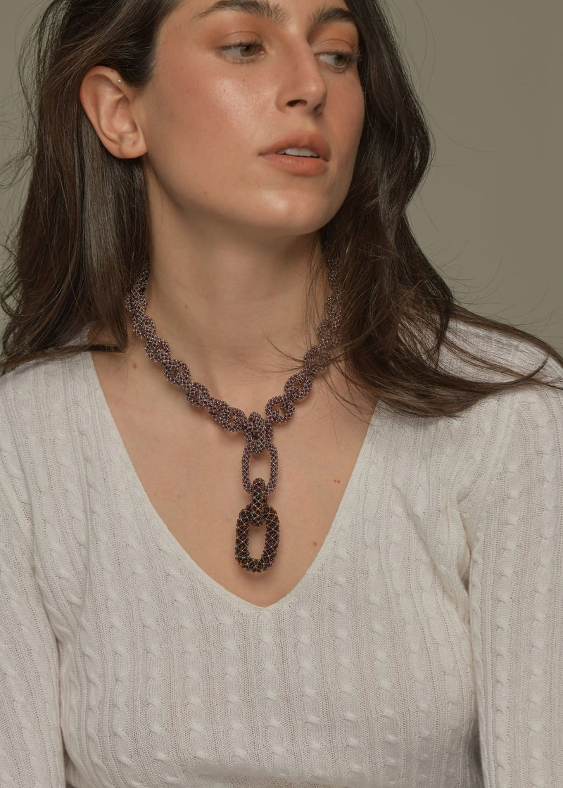 PENDANT YUWIYA NAWI PLATINUM WINE TG GARNET LUSTER TOPAZ IRIDESCENT