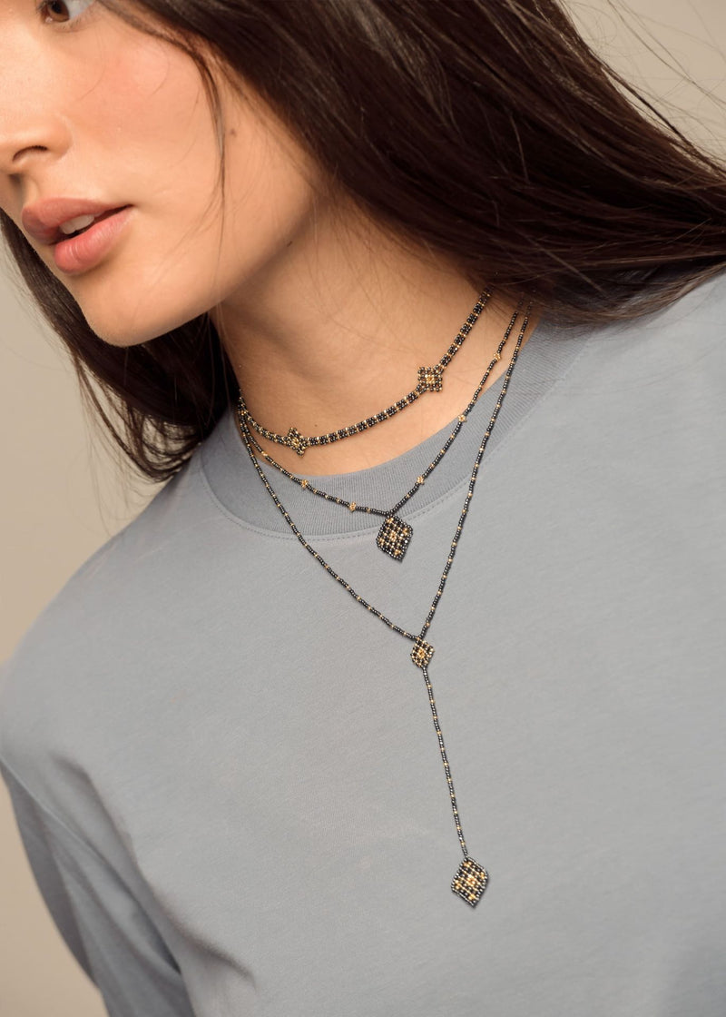 COLLAR WIXA LINEAL ORO GRIS METALICO