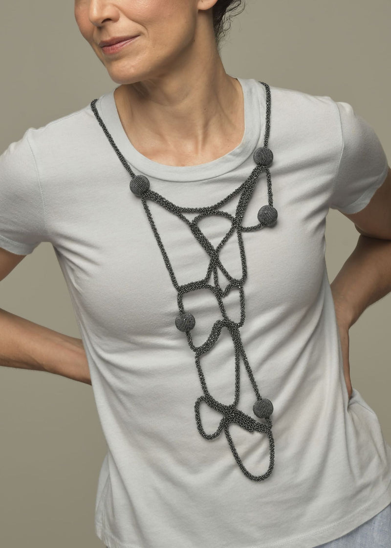 SATEL METALLIC GREY WEAVE VEST