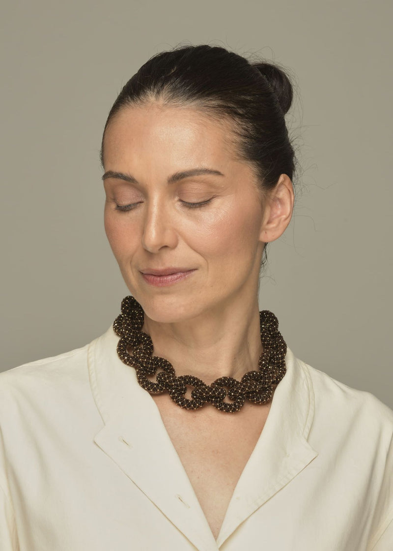 HAIKA NECKLACE NAWI GOLD CHAIN BROWN TRANSPARENT
