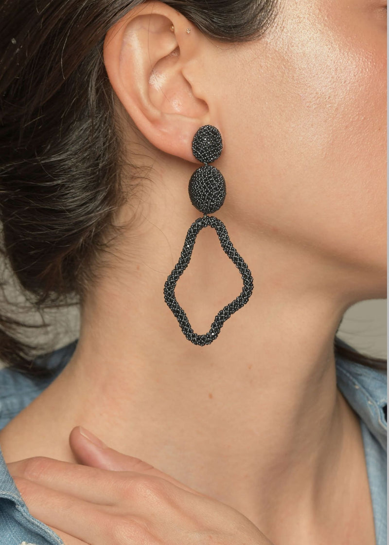 TAWARI HAUTE METALLIC GRAY EARRINGS