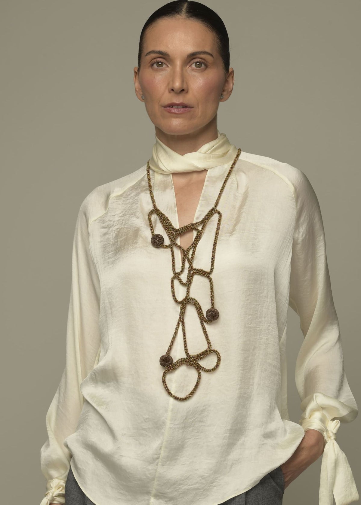 CHALECO TRAMA SATEL ORO IRIS COBRE
