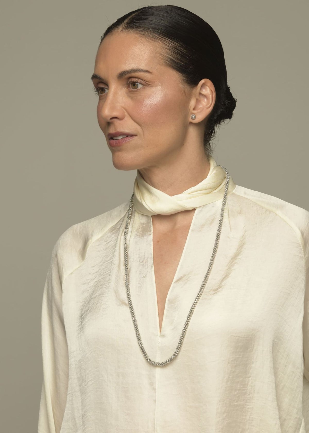 HAIKURI SNAKE NECKLACE (80CM) PLATINUM SILVER