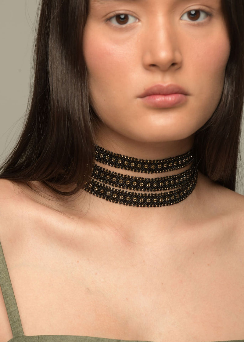 MARTHA GOLD BLACK RIBBON