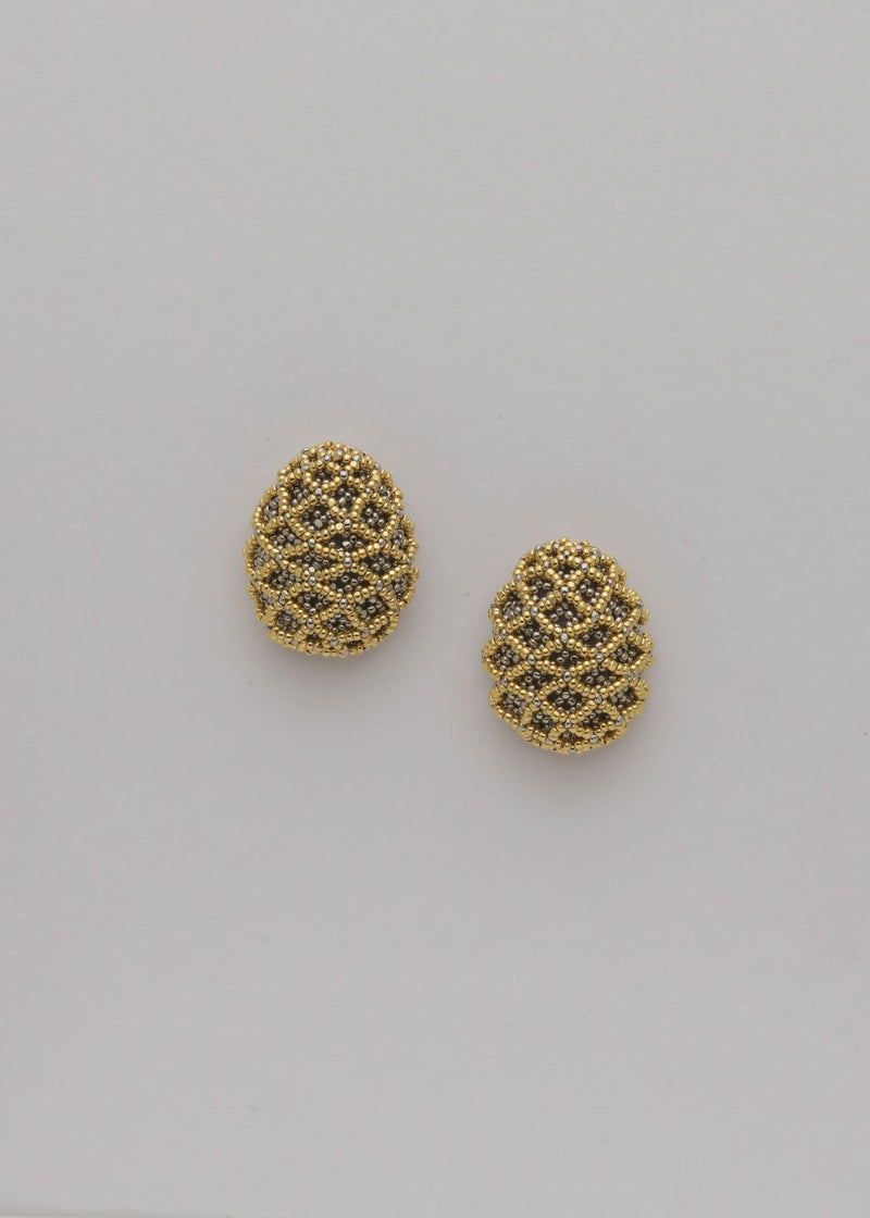 OPEN WEAVE TAWARI EARRINGS GOLD PLATINUM