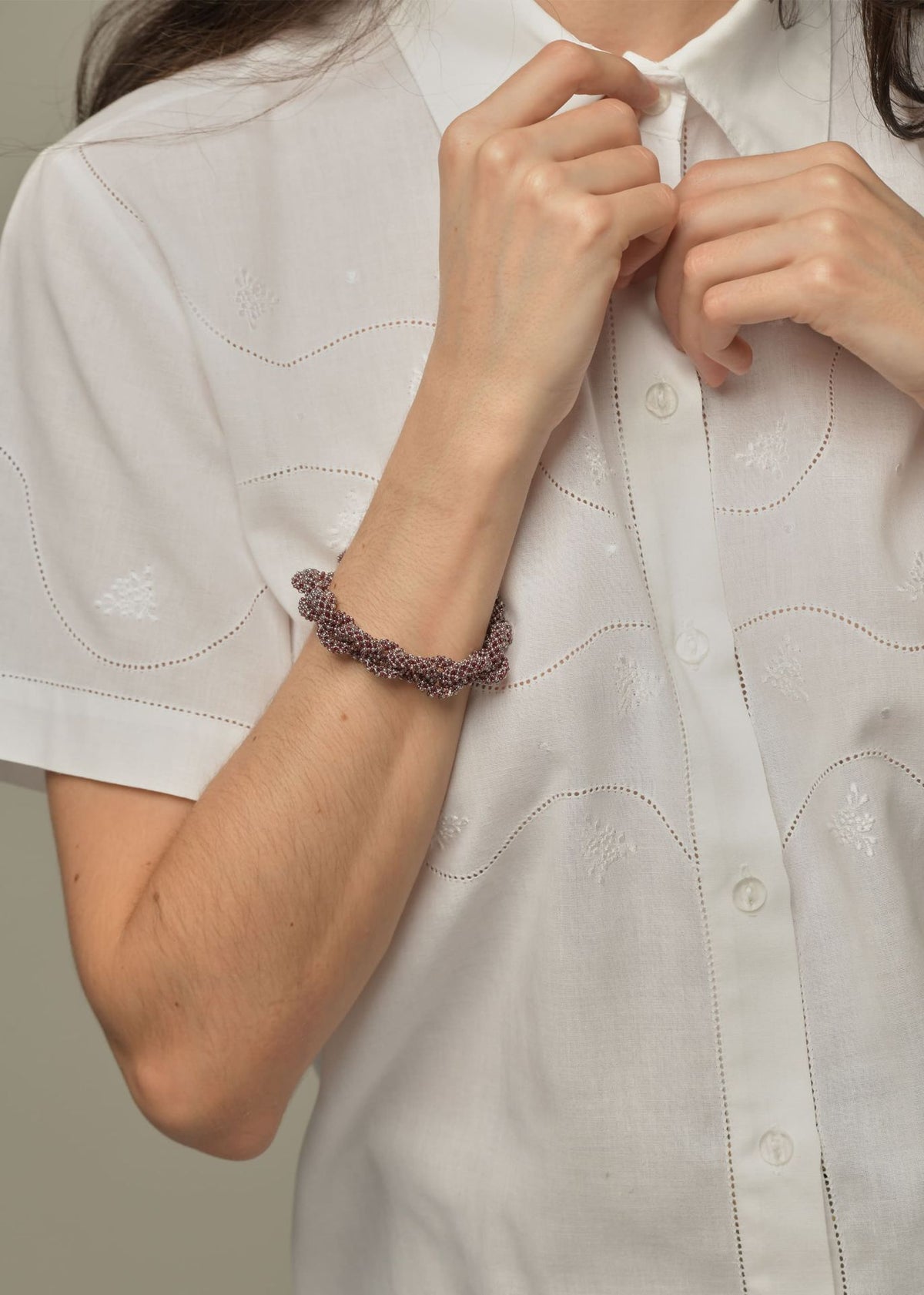 HUTA BRACELET CHAIN PLATINUM TG GARNET LUSTER
