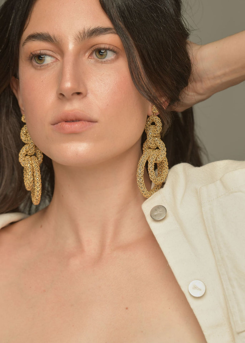 NAWI EARRINGS FIVE HOOPS GOLD PLATINUM