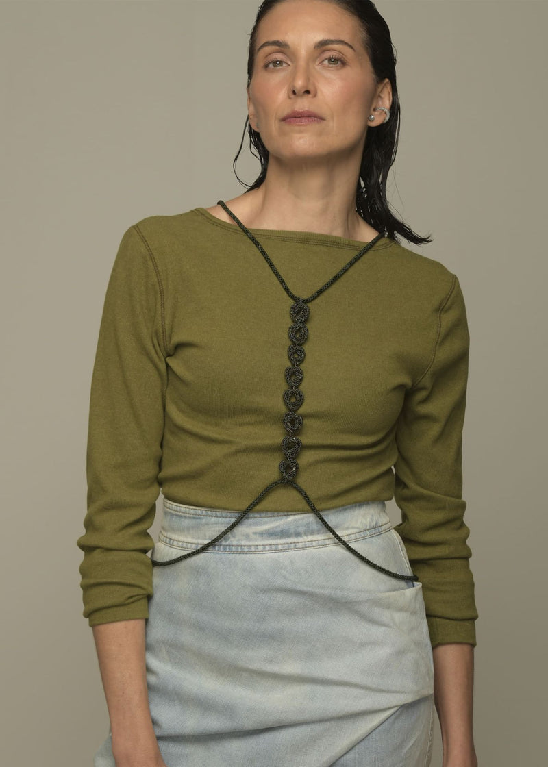 HAIKURI IRIDESCENT DARK BOTTLE GREEN WAISTCOAT