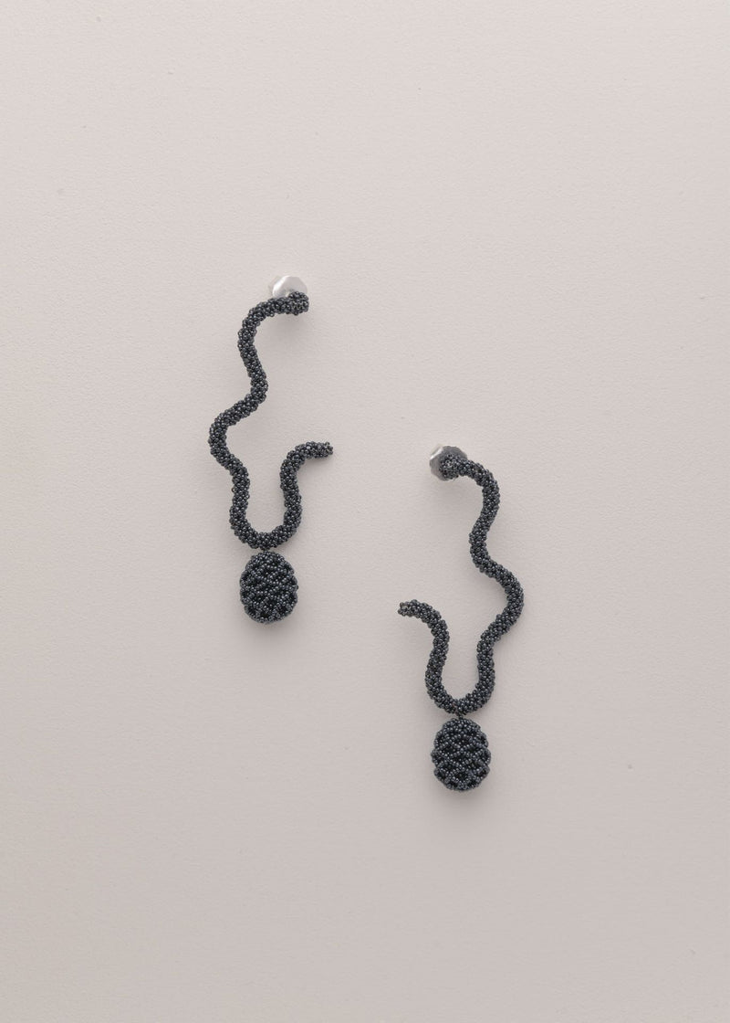 TAWARI IRREGULAR METALLIC GREY EARRINGS