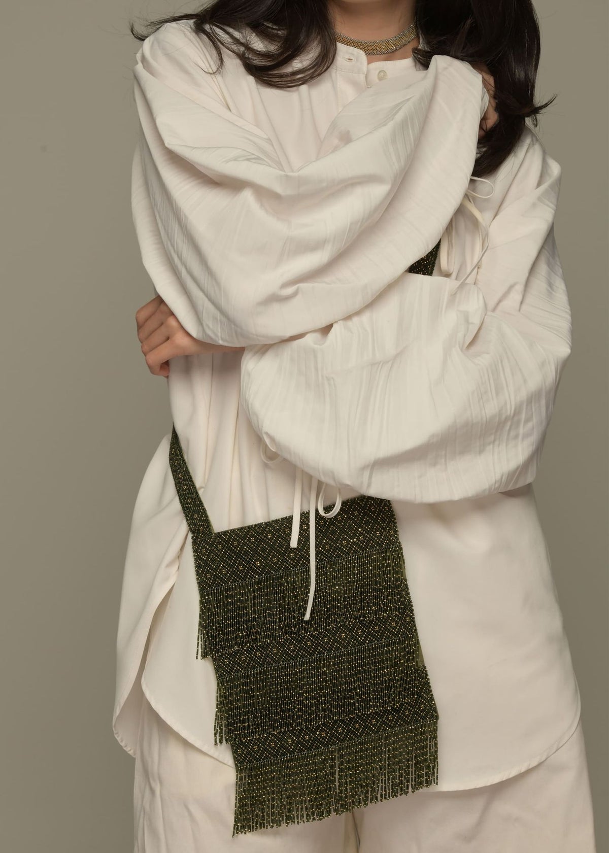 MORRAL TIRAS ORO VERDE BOTELLA OBSCURO