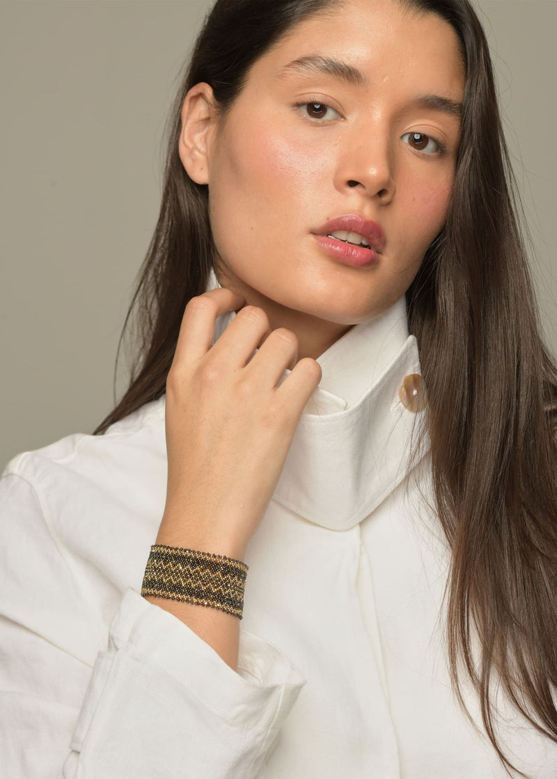MARTHA MILITARY GREEN GOLD BRACELET
