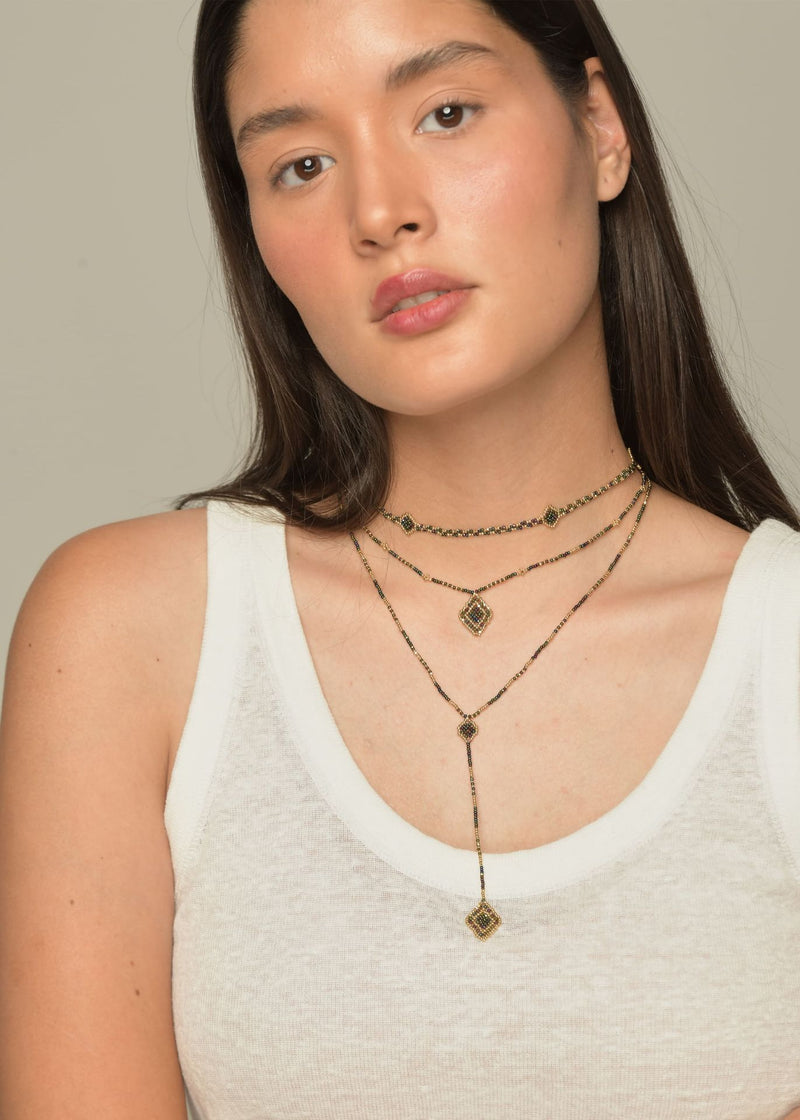COLLAR WIXA LINEAL ORO VERDE TORNASOL