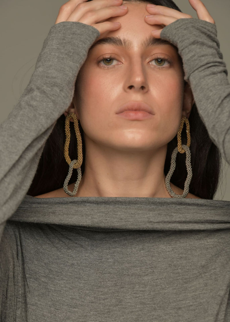 ARETES ESLABON KIPURI ORO PLATINO