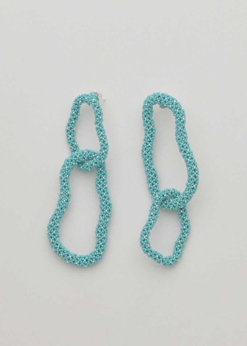 ARETES ESLABON KIPURI PLATA AZUL TURQUESA LUSTRE