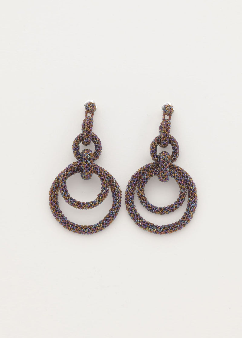 ARETES CINCO AROS CADENA TOPAZ TORNASOL