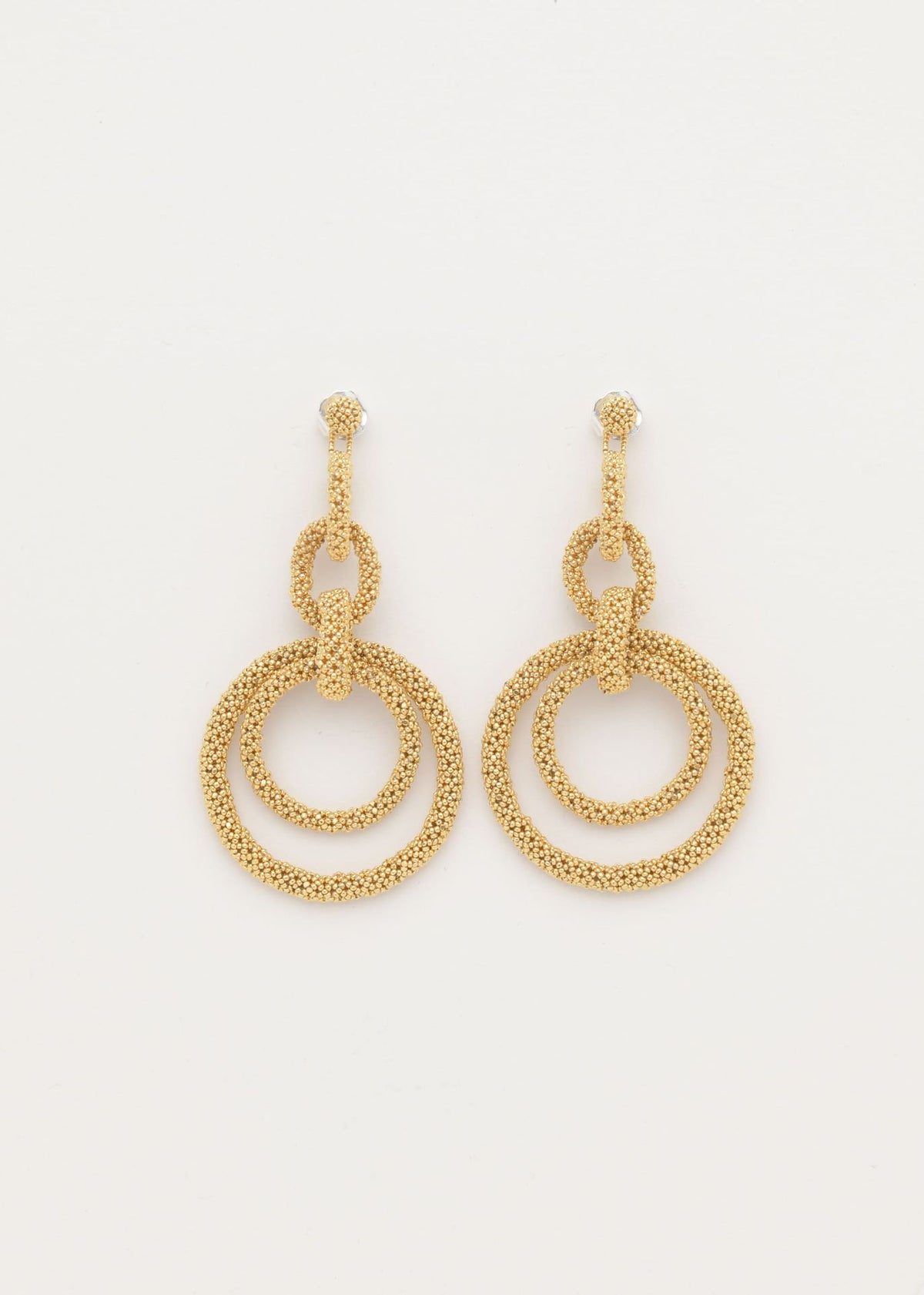 ARETES CINCO AROS CADENA ORO
