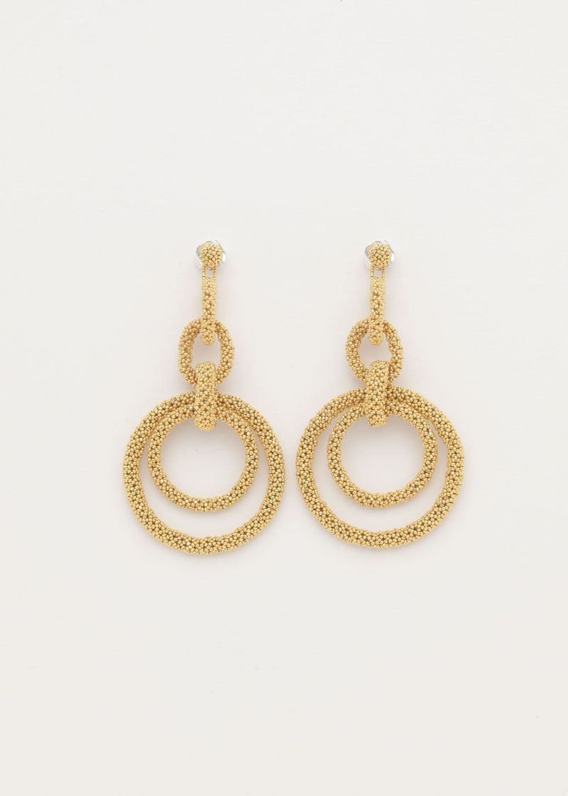ARETES CINCO AROS CADENA ORO