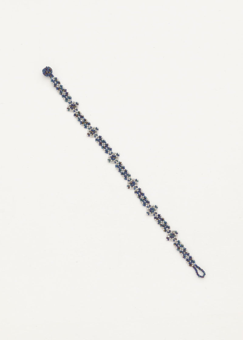 BRAZALETE OJO DE DIOS CADENA PLATINO AZUL ELECTRICO