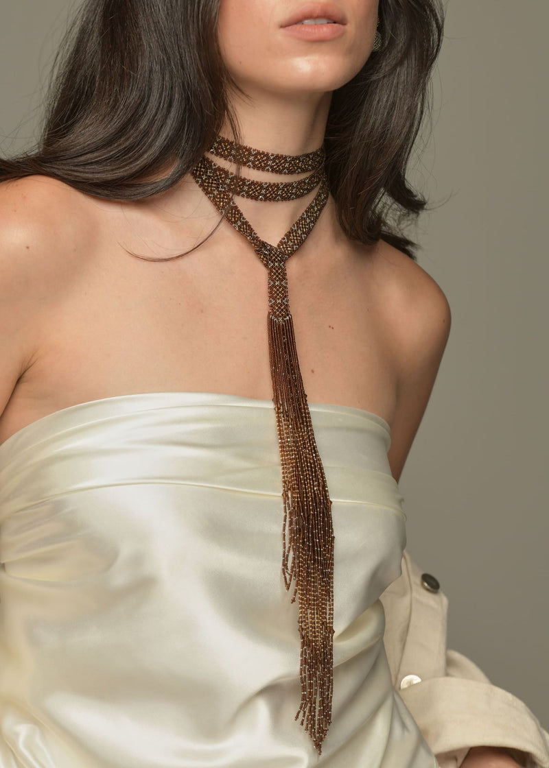 CINTILLA MARTHA ORO PLATINO CAFE TRANSPARENTE