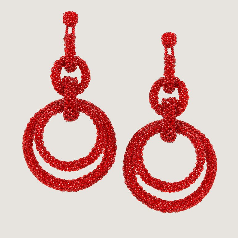 EARRINGS FIVE RINGS CHAIN WEB