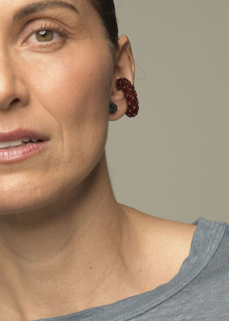 EARCUFF NAWI PLATINO ROJO CEREZA