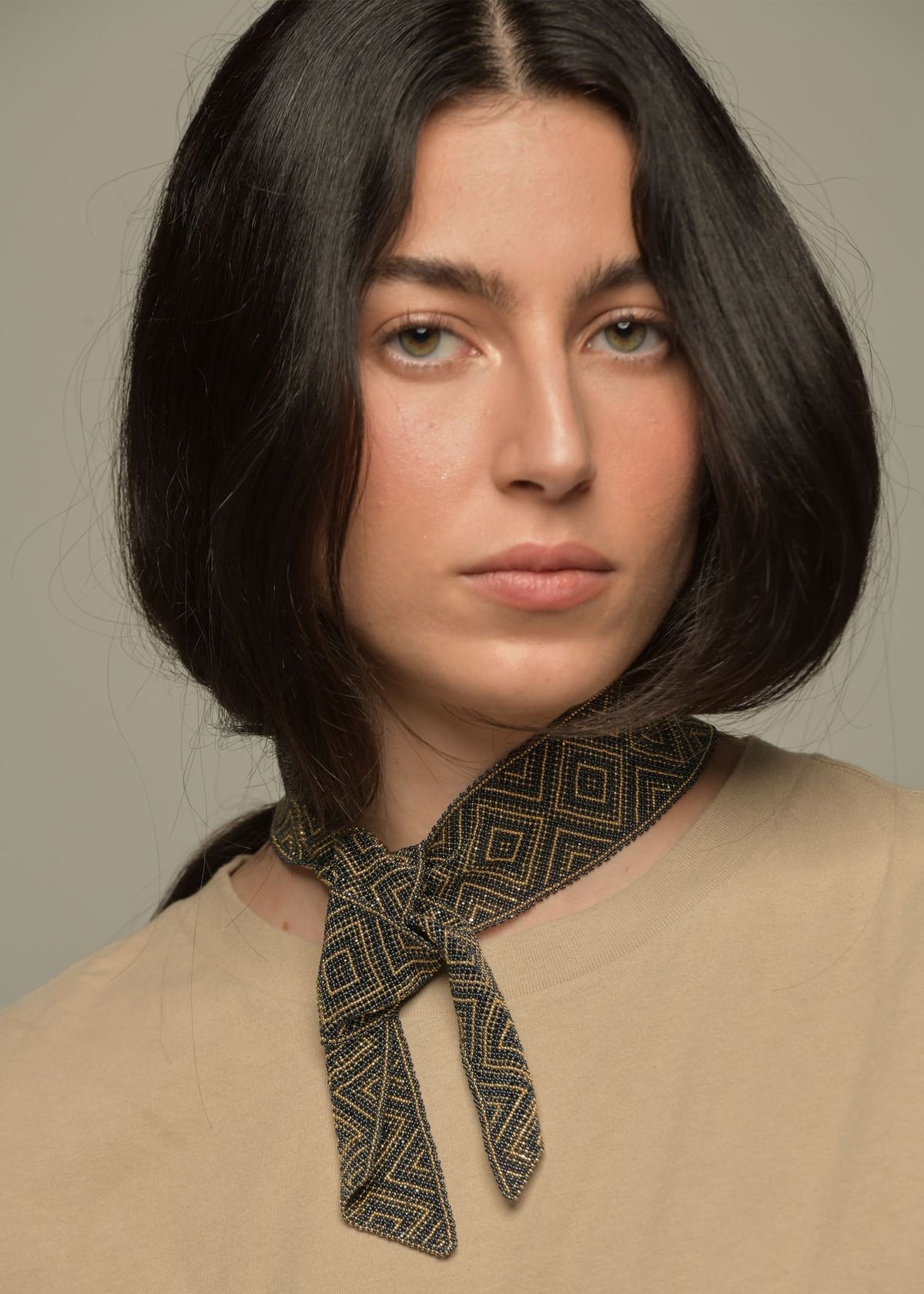 METALLIC GREY GOLD SCARF