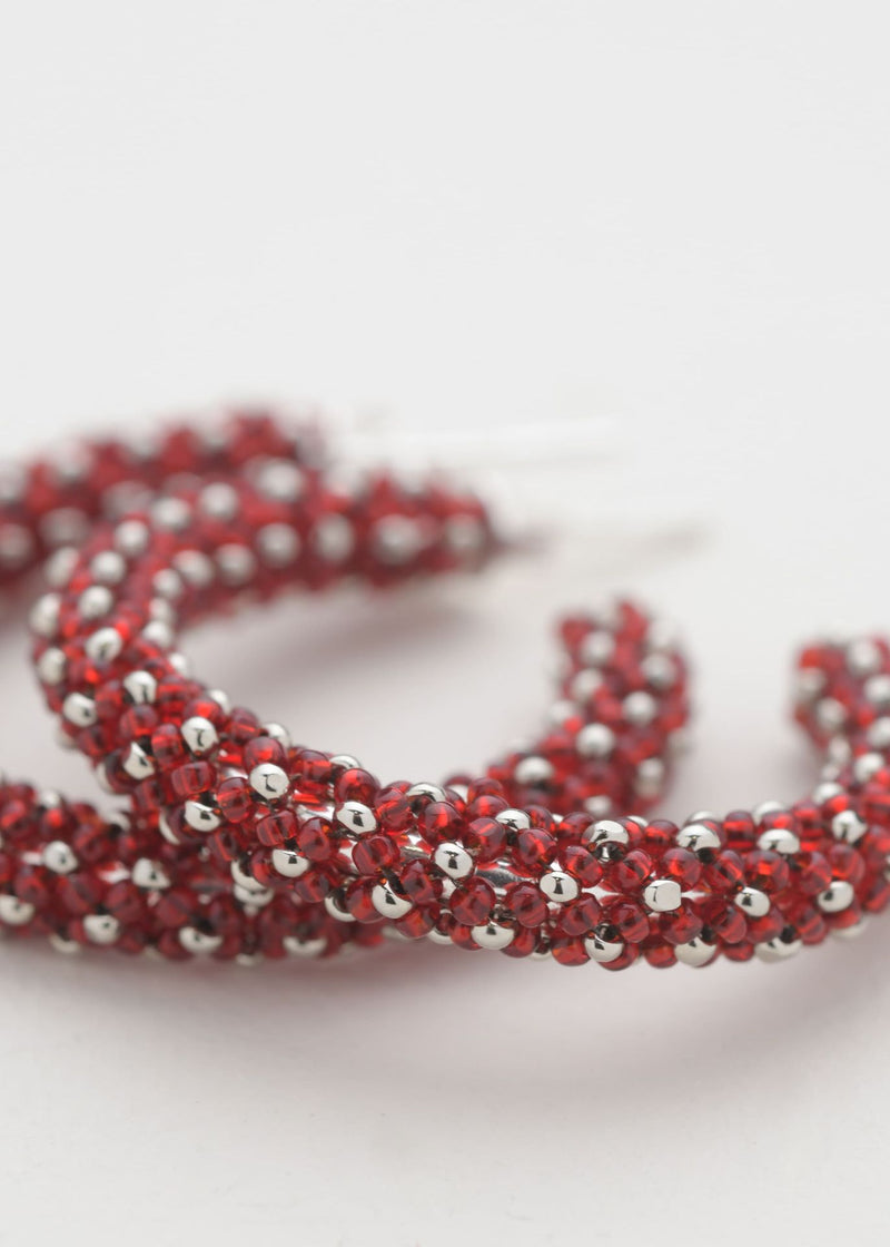 ARRACADAS KIPURI PLATINO ROJO CEREZA
