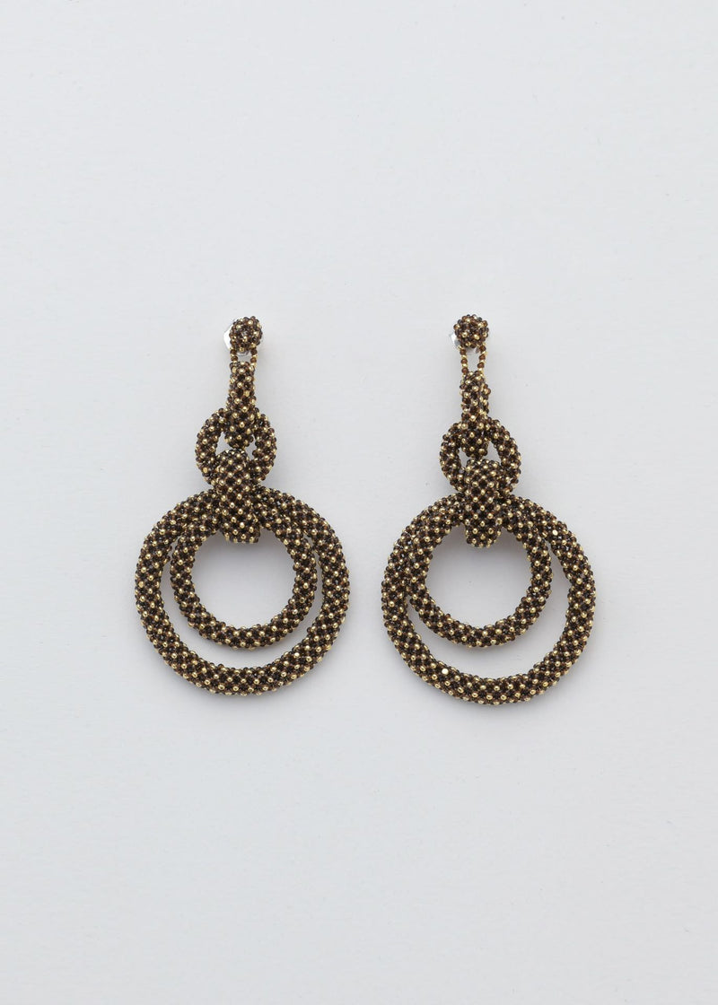 ARETES CINCO AROS CADENA ORO CAFÉ TRANSPARENTE