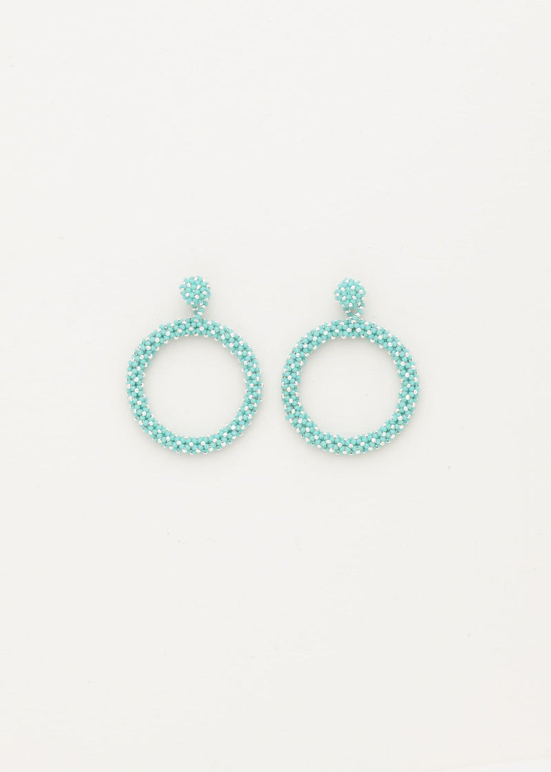 ARETES UN ARO MARTHA PLATA AZUL TURQUESA LUSTRE