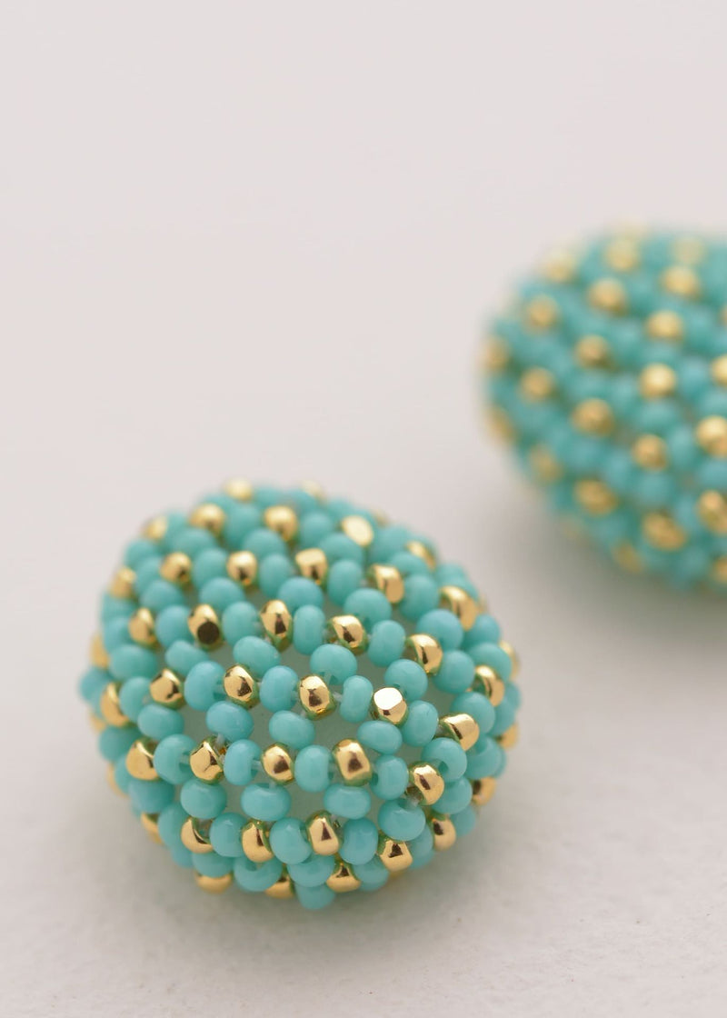 BROQUELES HUTA TAWARI ORO AZUL TURQUESA LUSTRE