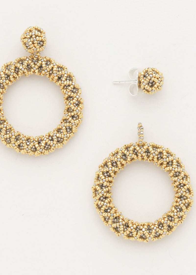 ARETES UN ARO NAWI ORO PLATINO