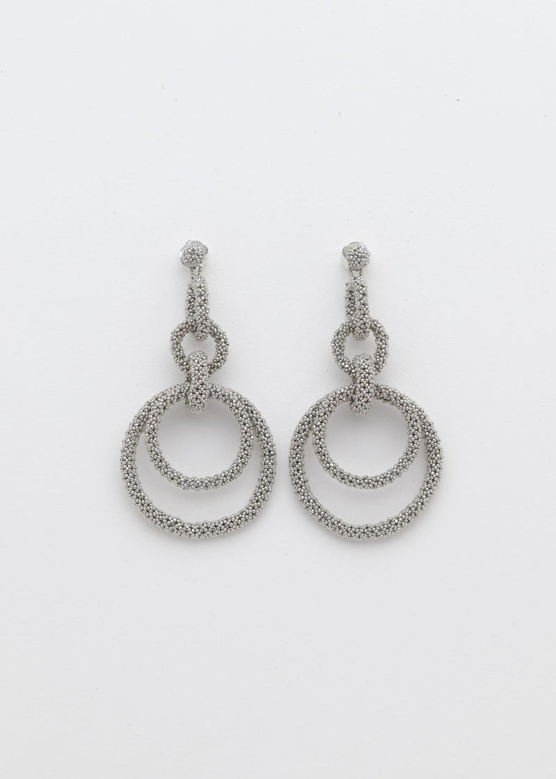 ARETES CINCO AROS CADENA PLATINO