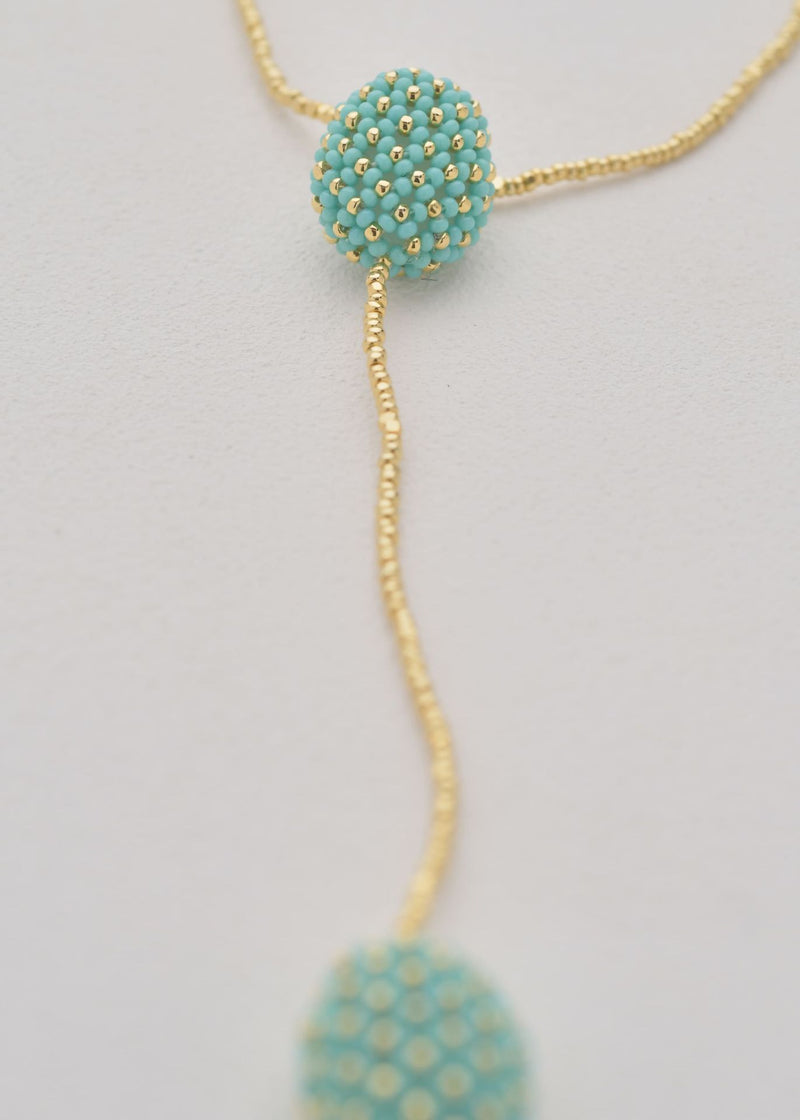 COLLAR DOS TAWARI ORO AZUL TURQUESA LUSTRE