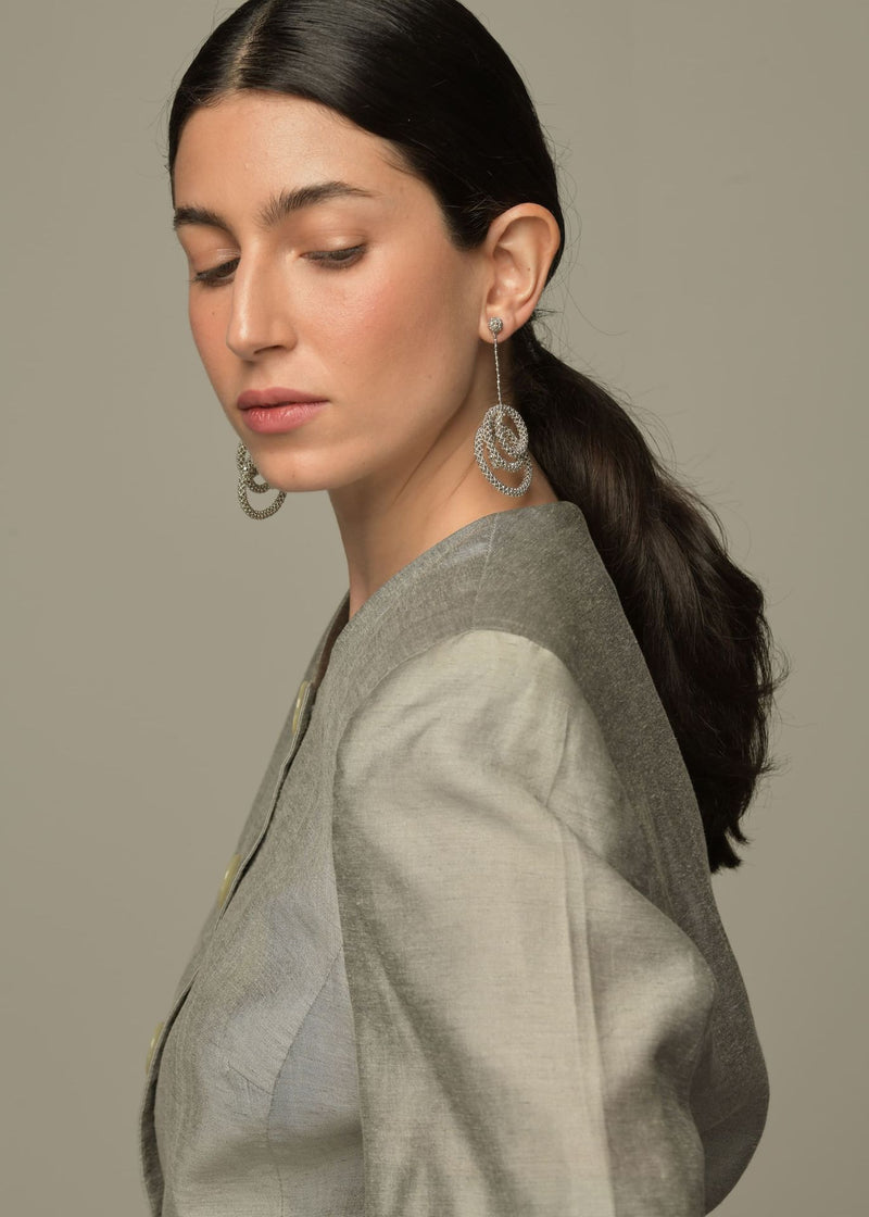 ARETES COLGANTES HAIKURI PLATA PLATINO