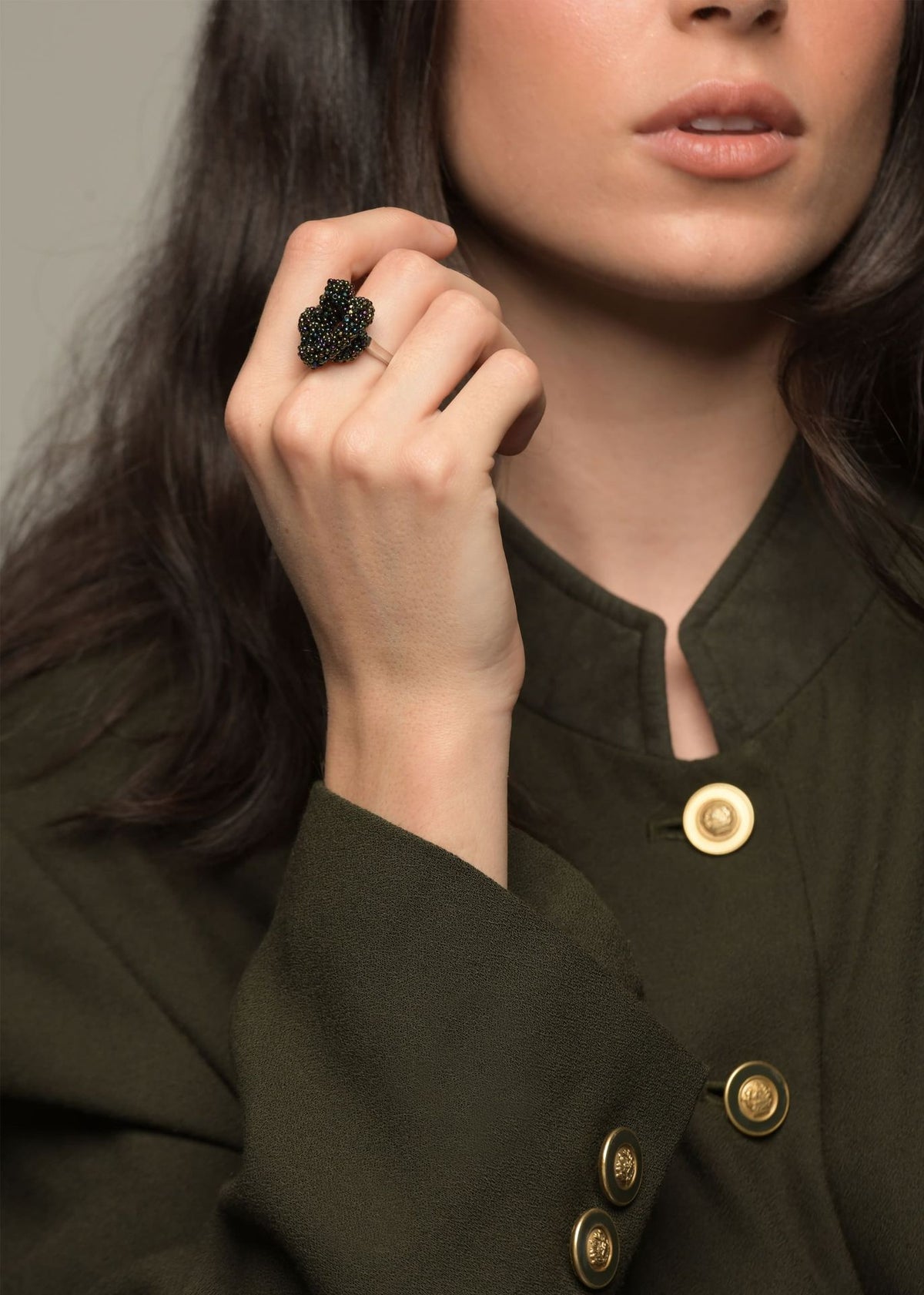 ANILLO HAIKURI VERDE TORNASOL VERDE BOTELLA OBSCURO